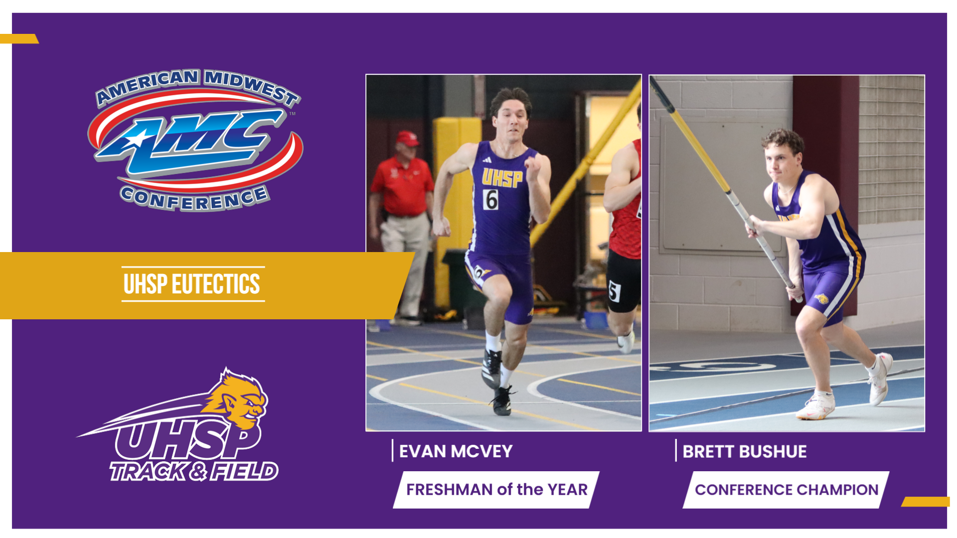 McVey Named Freshman of the Year, Bushue is Conference Champion at AMC Indoor Championships