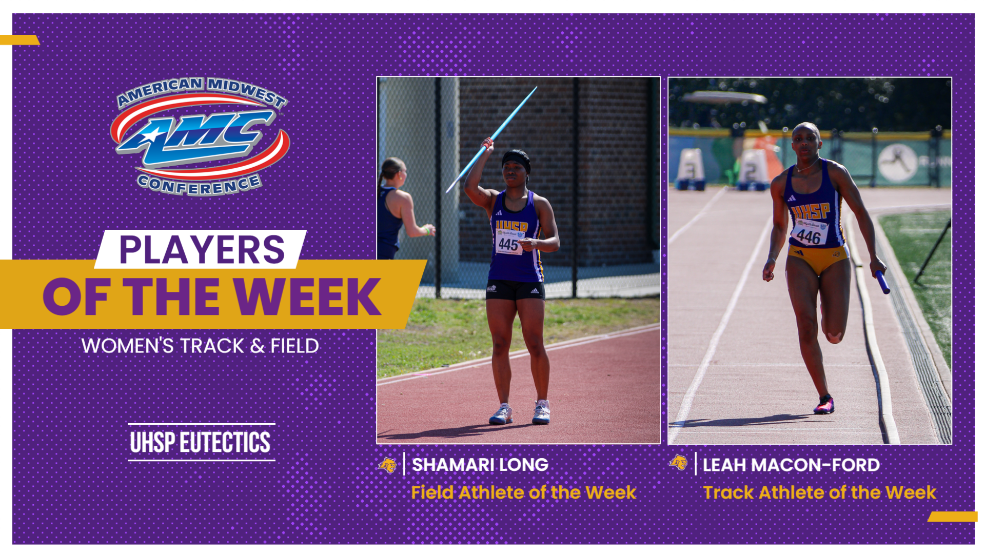 UHSP Sweeps AMC Athlete of the Week Honors
