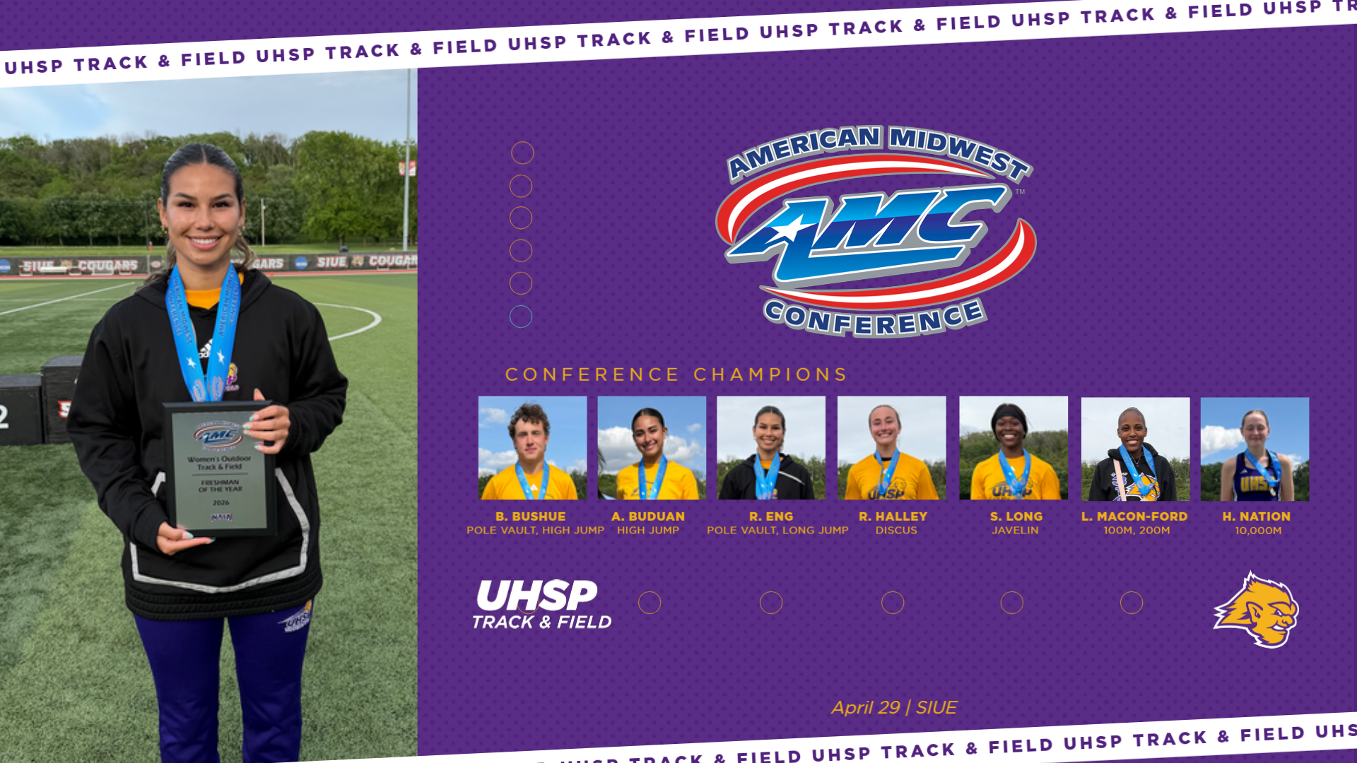 UHSP Wins 10 Conference Titles at AMC Outdoor Championships, Macon-Ford Breaks AMC Record, Eng Named Freshman and Field Athlete of the Year